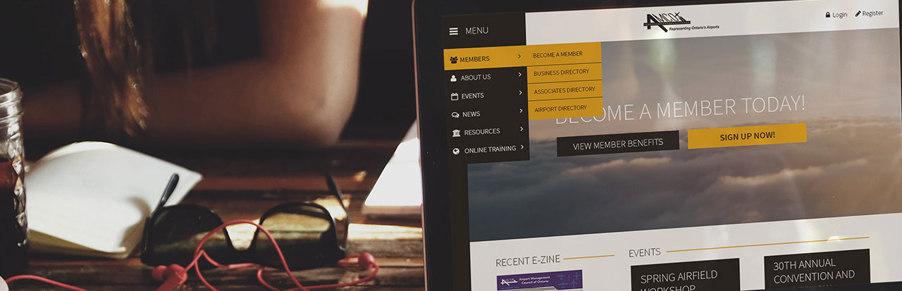 Website development project - Airport Management Council of Ontario - case study