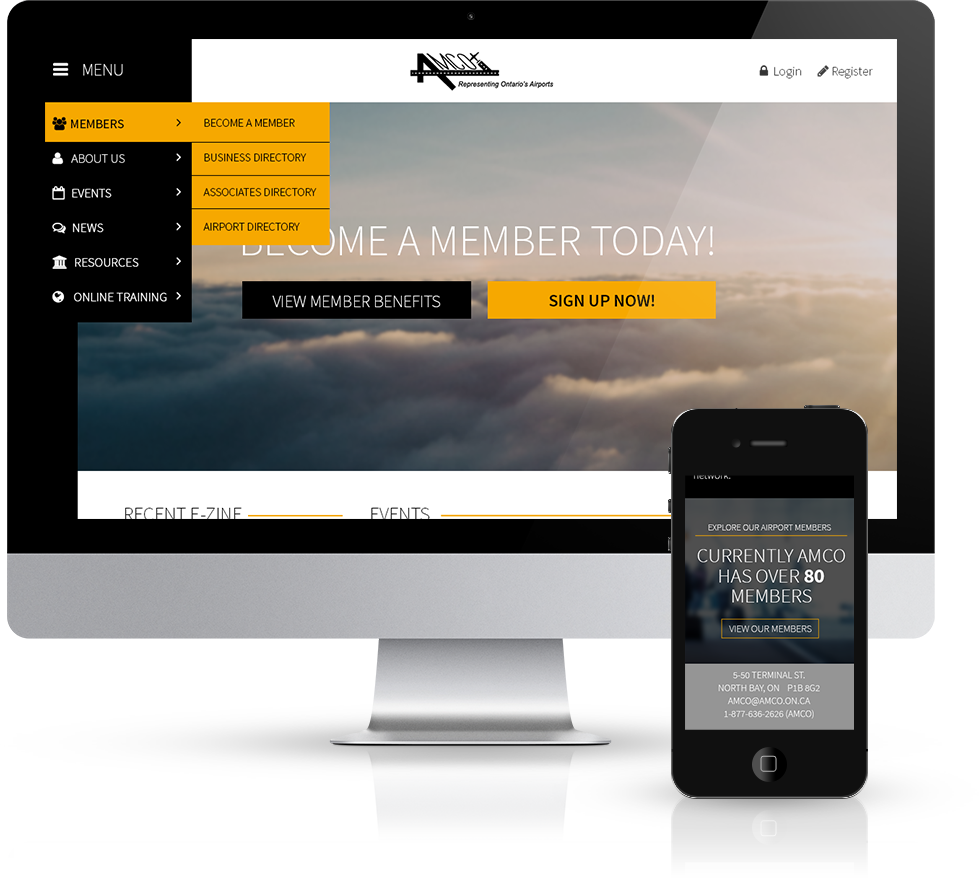 Airport Management Council of Ontario responsive web design