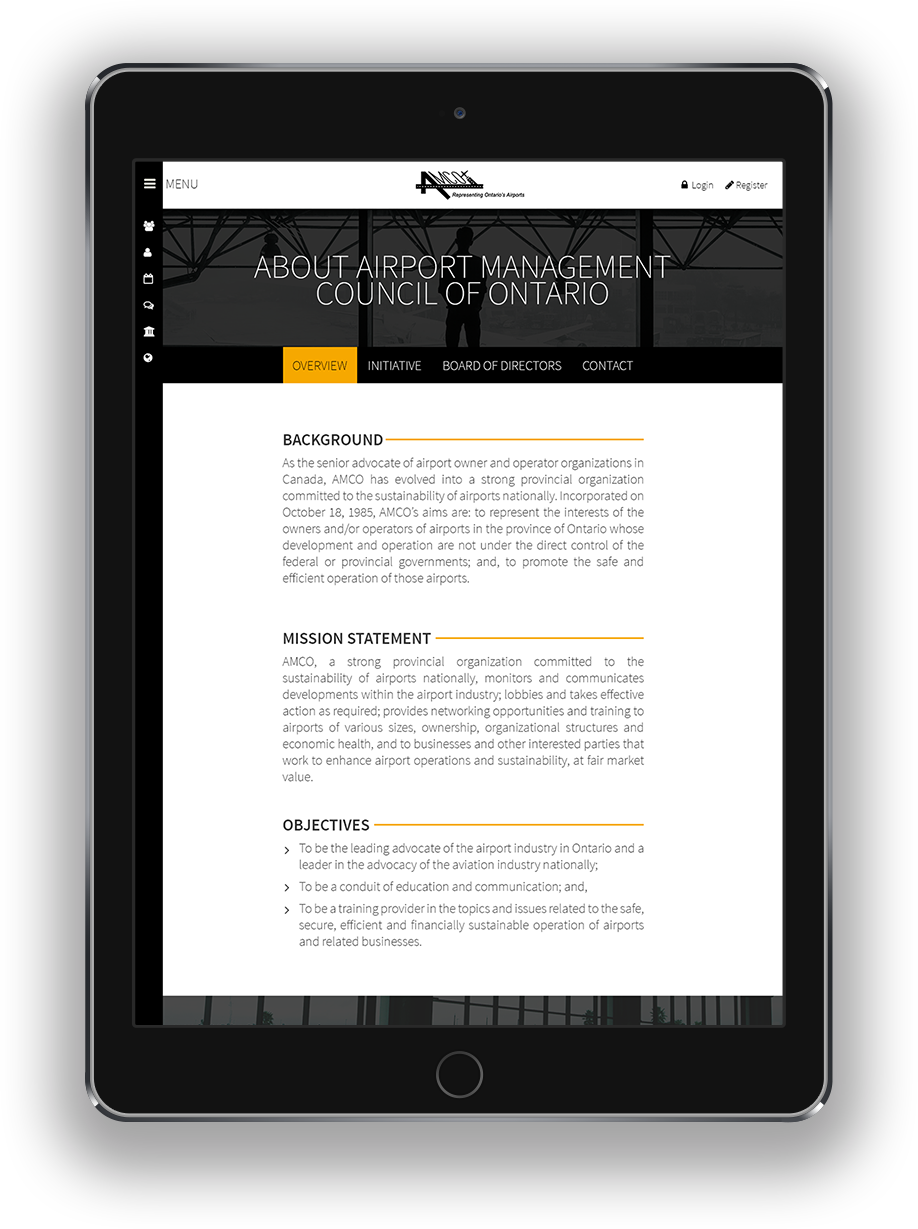 Airport Management Council of Ontario tablet