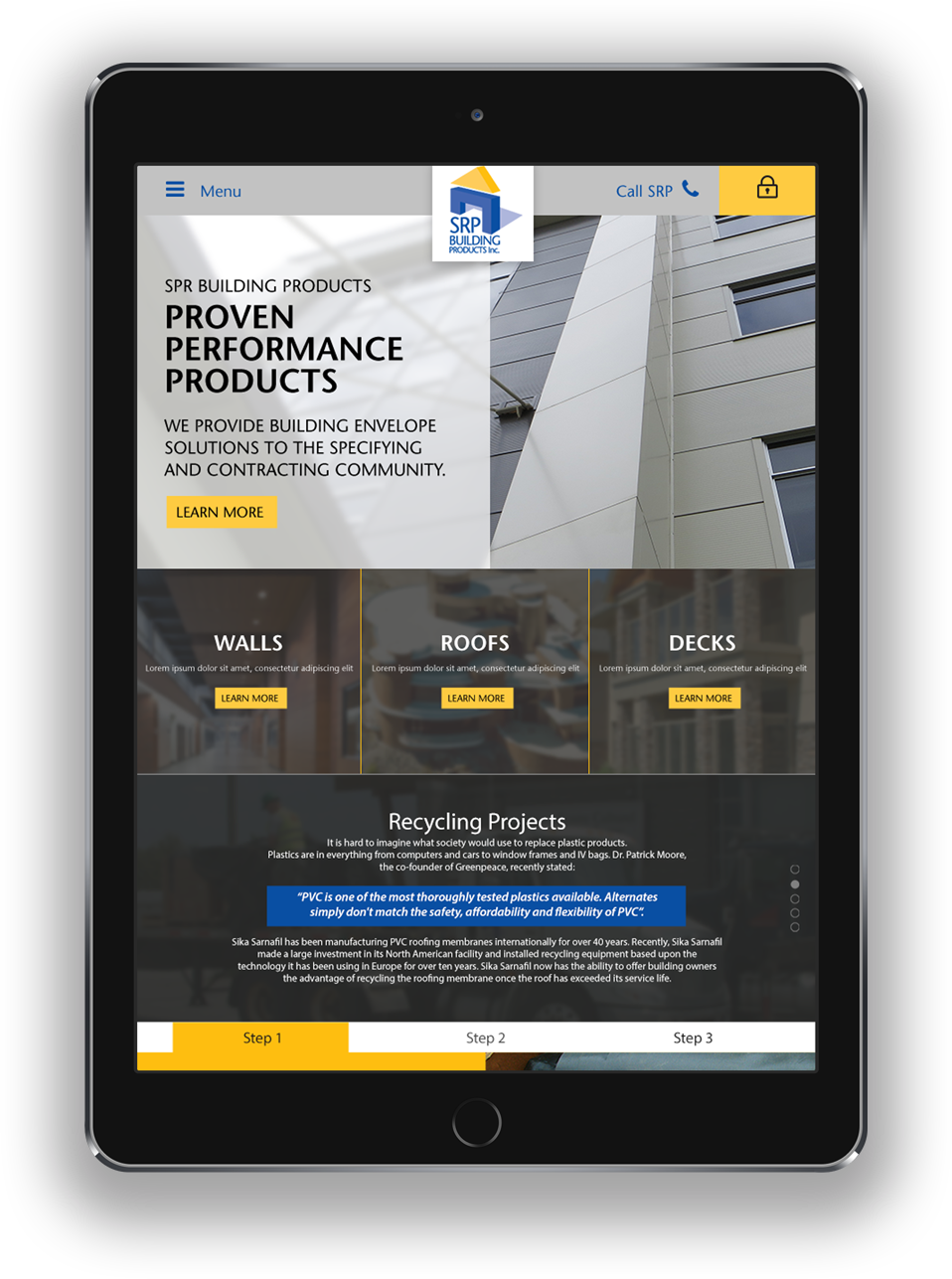 SRP responsive web design for tablets